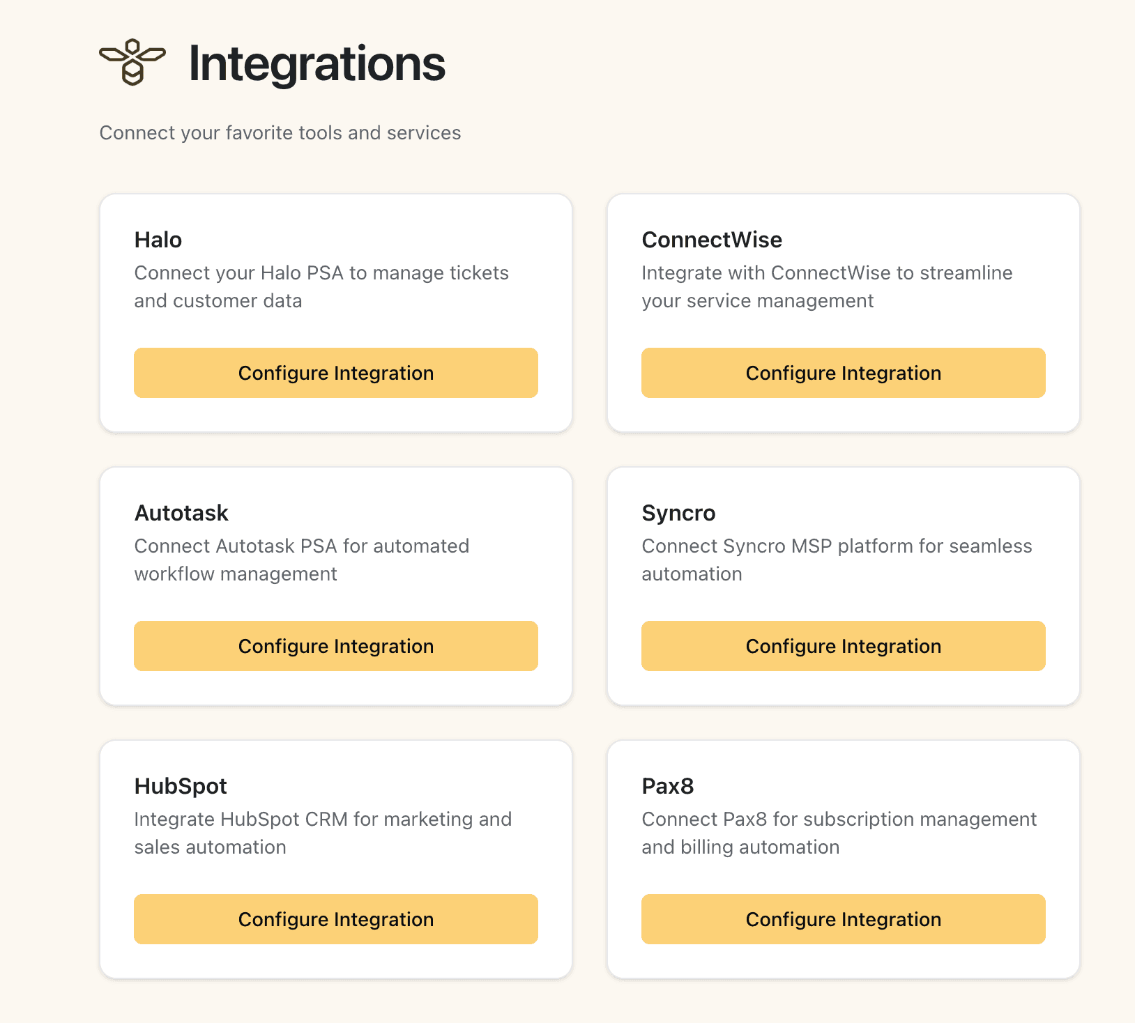 Integrations UI